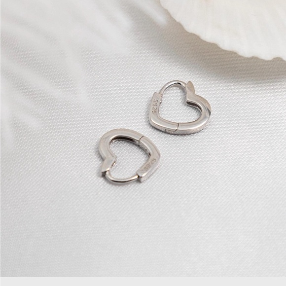 Kate Spade Sterling Silver Heart Huggie Earrings, 18K Gold Heart Earrings - Picture 3 of 6